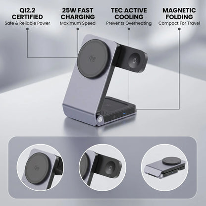 3 in 1  Qi2.2 Foldable Wireless Travel Charger.