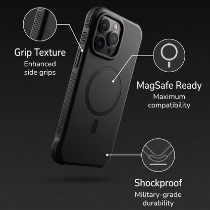 Rugged MagSafe iPhone Case – Grip Texture + Reinforced Corners + SCREEN PROTECTOR!