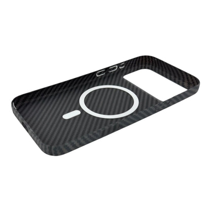 Carbon fiber MagSafe iPhone case with camera cutout and wireless charging ring