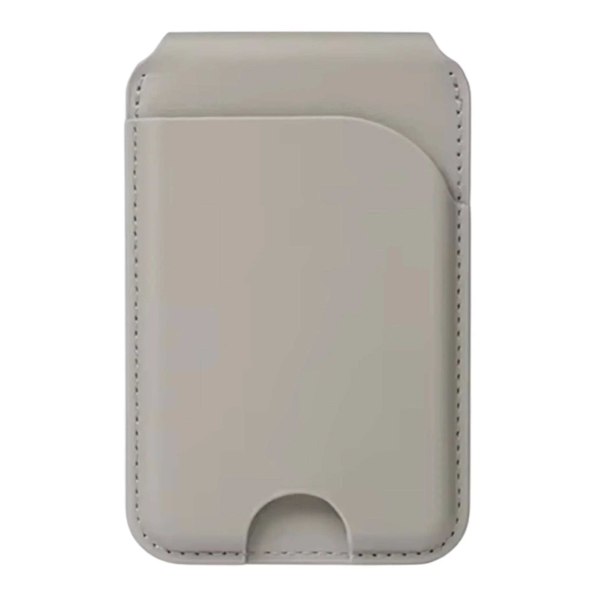 Sleek beige MagSafe wallet with precise stitching and card slot design