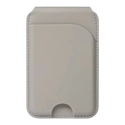 Sleek beige MagSafe wallet with precise stitching and card slot design