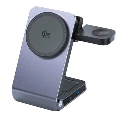 Qi2 25W 3-in-1 wireless charger stand for iPhone, AirPods, and smartwatch