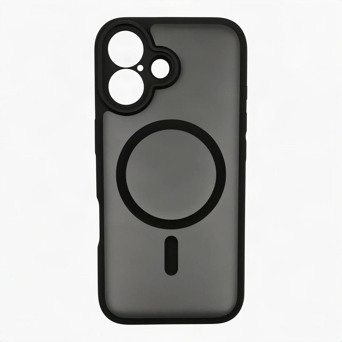 Transparent black MagSafe iPhone case with integrated magnetic ring