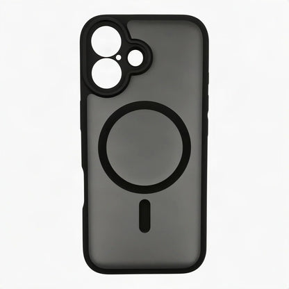 Transparent black MagSafe iPhone case with integrated magnetic ring