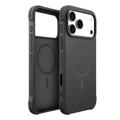 Black MagSafe iPhone case with wireless charging ring and camera cutout