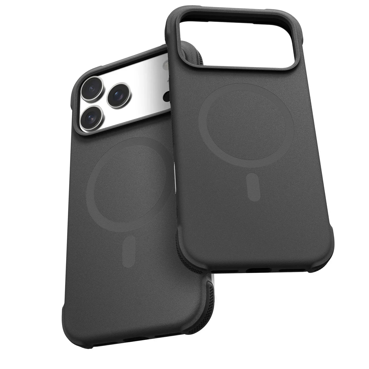 Black MagSafe iPhone case with wireless charging ring and camera cutout