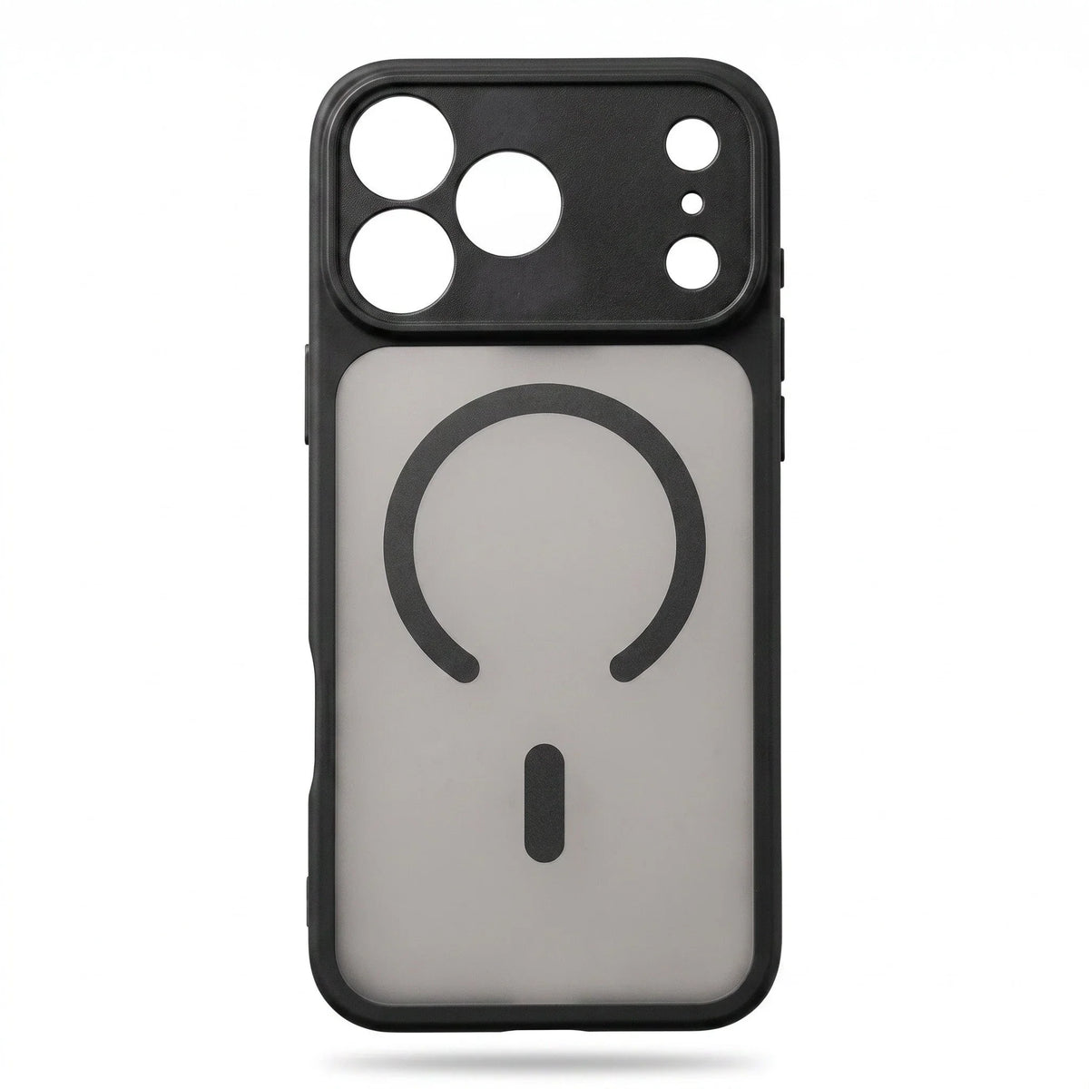 Clear MagSafe iPhone case with a black bumper and magnetic ring design