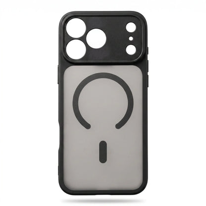 Clear MagSafe iPhone case with a black bumper and magnetic ring design