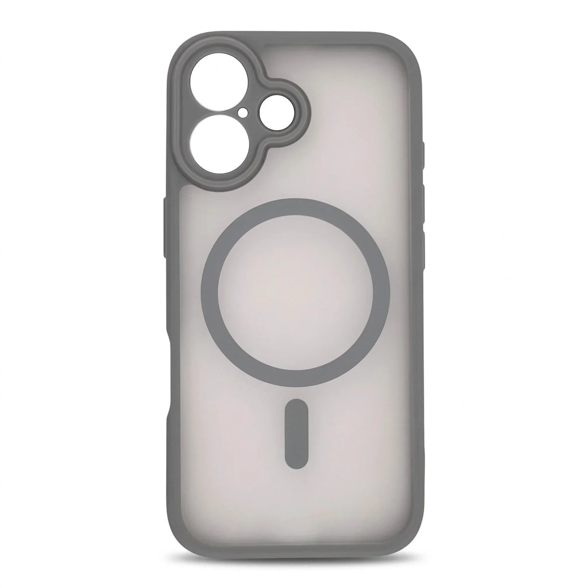 Translucent grey MagSafe compatible iPhone case with integrated magnetic ring